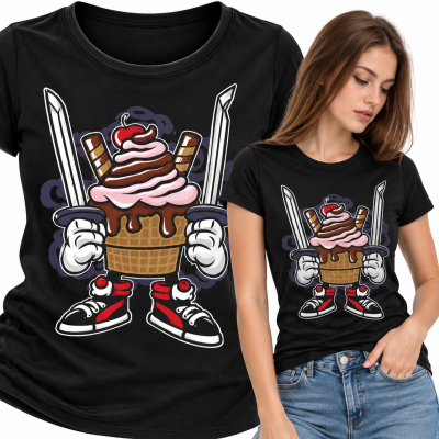 KOSZULKA DAMSKA ANIMOWANA   ICE CREAM NINJA